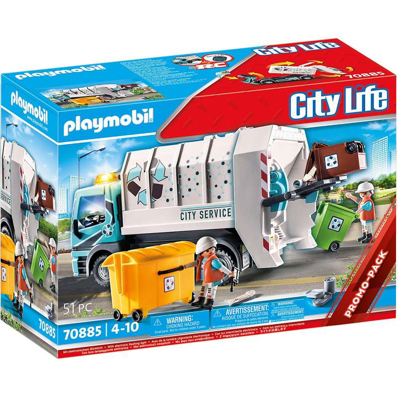 플래쉬 라이트가 장착된 PLAYMOBIL 70885 쓰레기 수거차